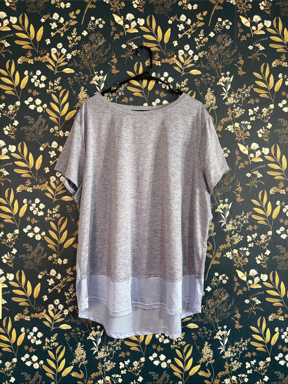 Under Armour Heathered Light Purple Short Sleeve Layered-Hem Tee Size 3X